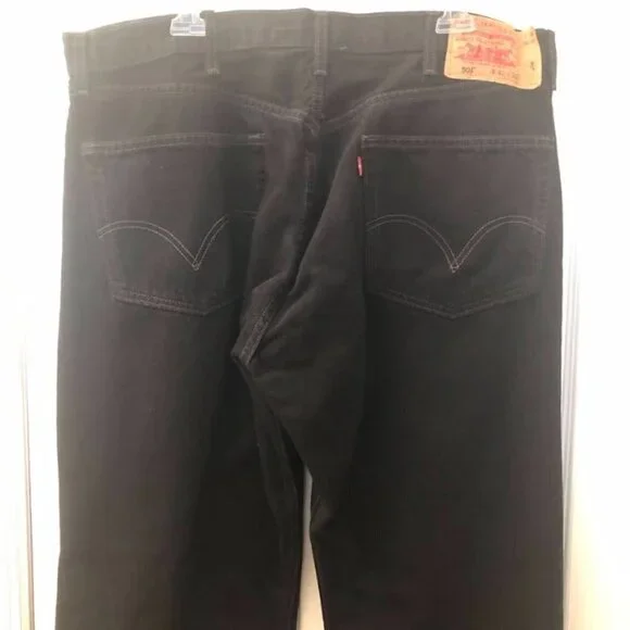 Levi's Men's 501 Black Denim Jeans Button Fly 42 x 32 - Picture 9 of 11